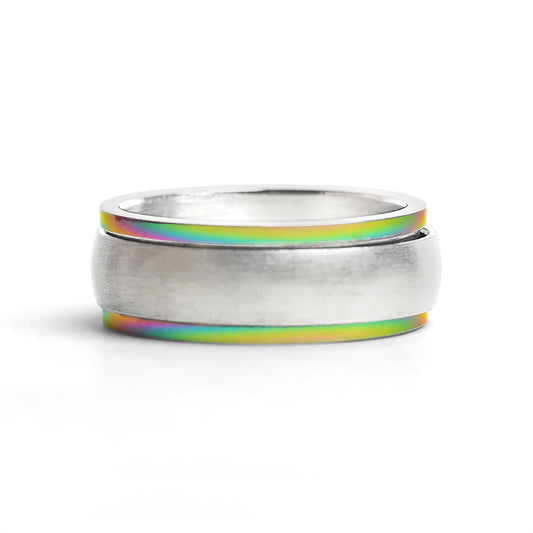 Rainbow Edge Polished Spinner Centre Ring