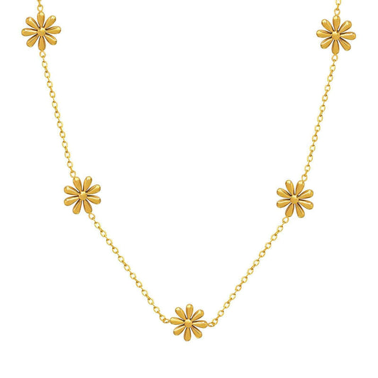 18K gold plated Stainless steel  Flowers necklace