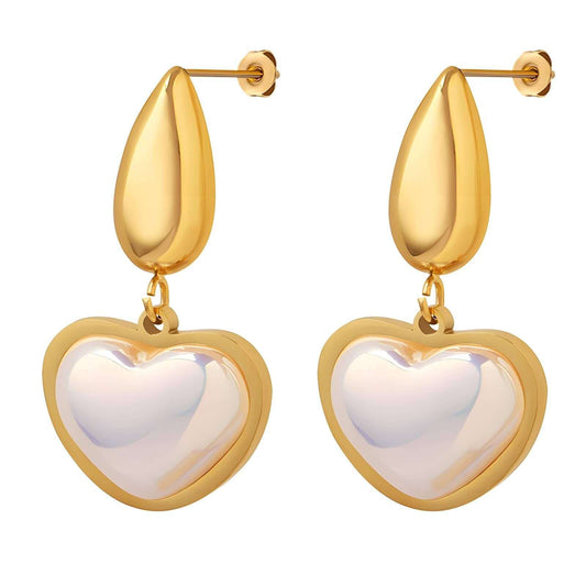 18K gold plated Stainless steel  Heart earrings